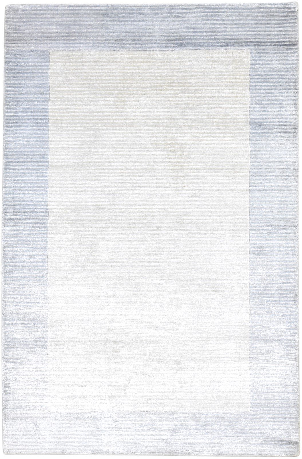 Corrie Grey Silk Rug 5' X 7' Modern Handloom Scandinavian Bordered 7864434557077