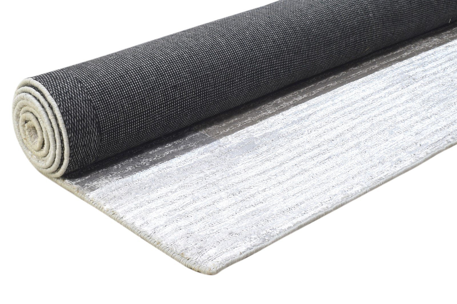 Corrie Grey Silk Rug 5' X 7' Modern Handloom Scandinavian Bordered 7864434557077