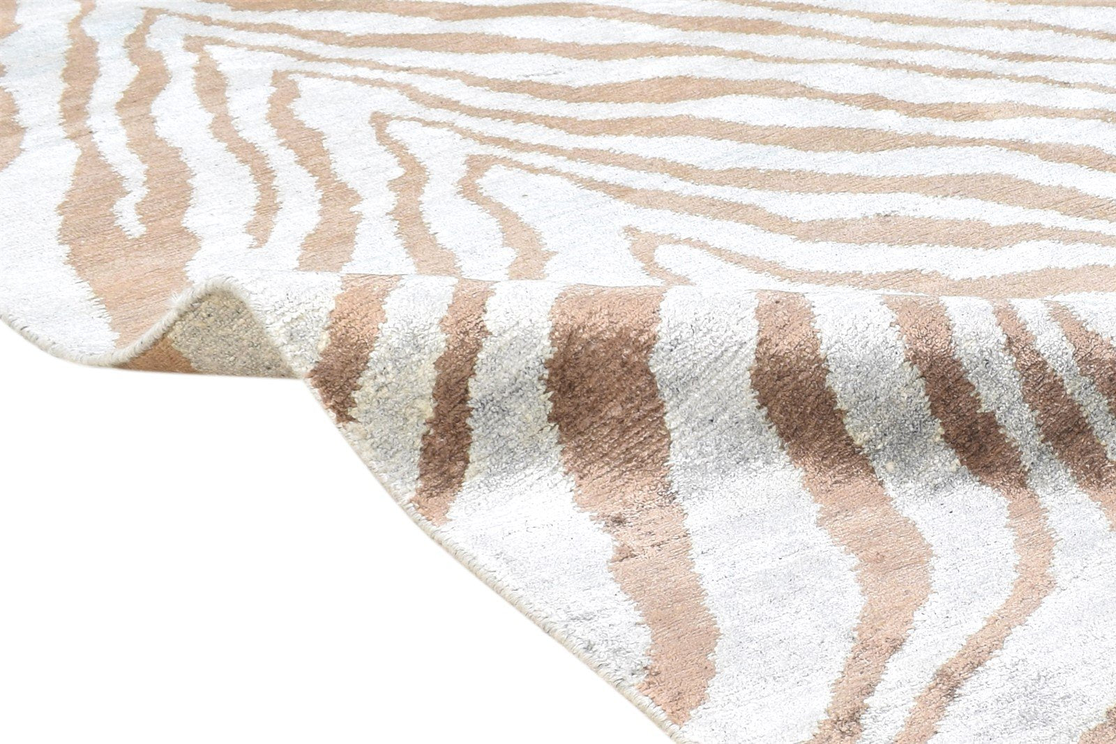 Grey Silk Rug 5' X 8' Modern Hand Knotted Indian Animal Print Room Size Carpet 7865066127509
