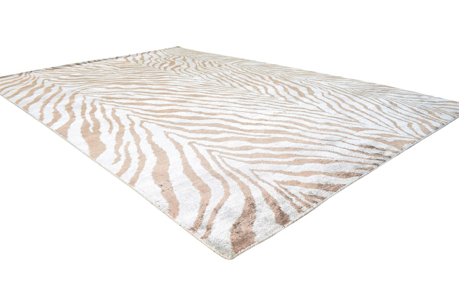 Grey Silk Rug 5' X 8' Modern Hand Knotted Indian Animal Print Room Size Carpet 7865066127509