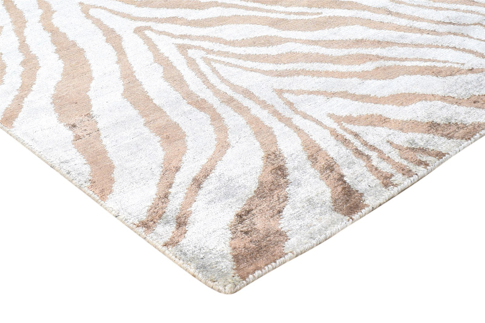 Grey Silk Rug 5' X 8' Modern Hand Knotted Indian Animal Print Room Size Carpet 7865066127509