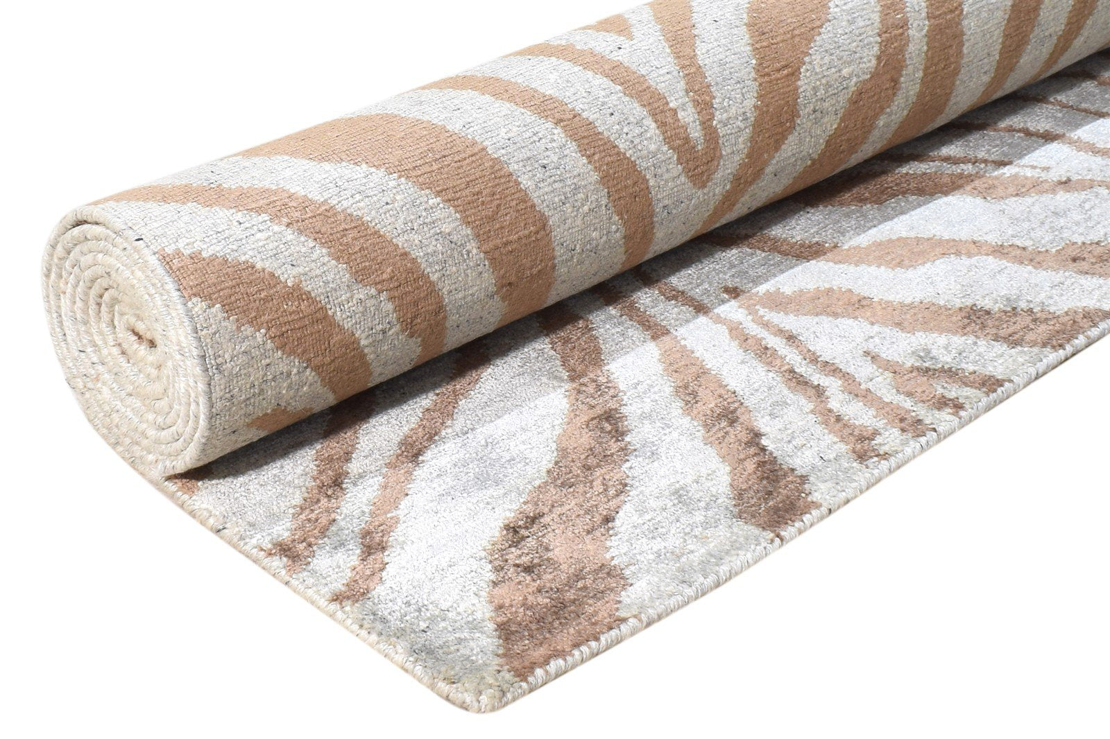 Grey Silk Rug 5' X 8' Modern Hand Knotted Indian Animal Print Room Size Carpet 7865066127509