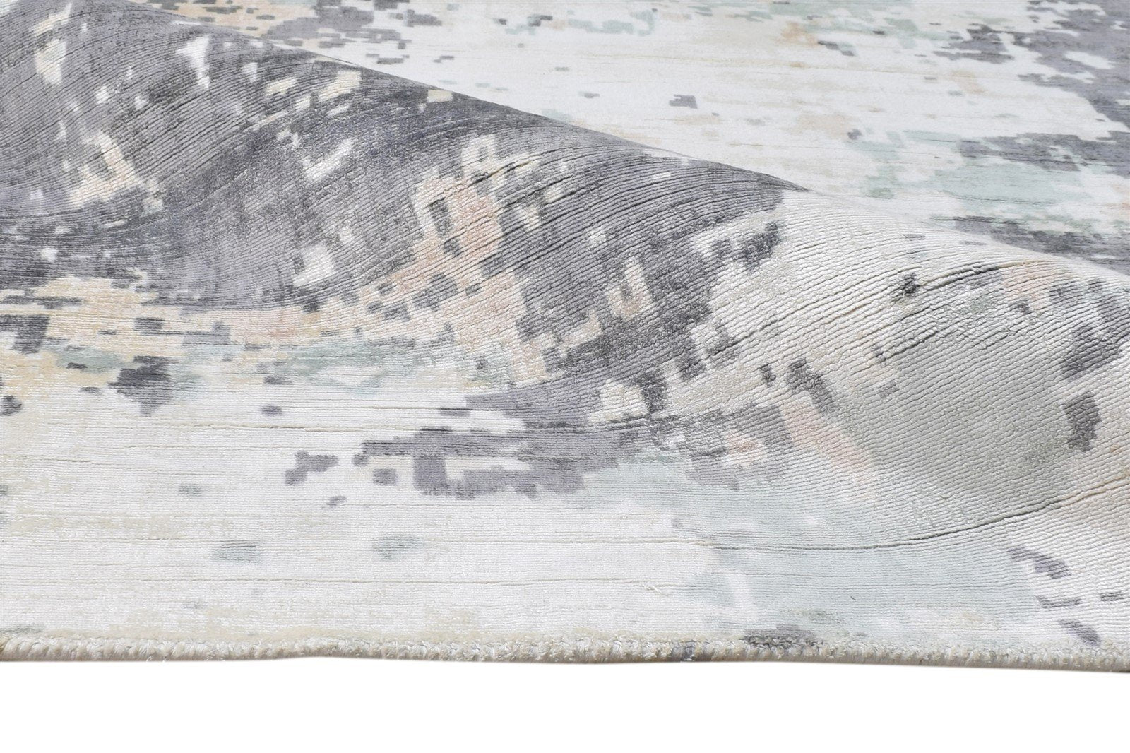 Grey Silk Rug 5' X 8' Modern Handloom Scandinavian Abstract Room Size Carpet 7865140609173