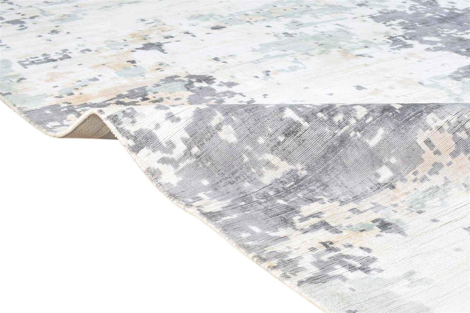 Grey Silk Rug 5' X 8' Modern Handloom Scandinavian Abstract Room Size Carpet 7865140609173