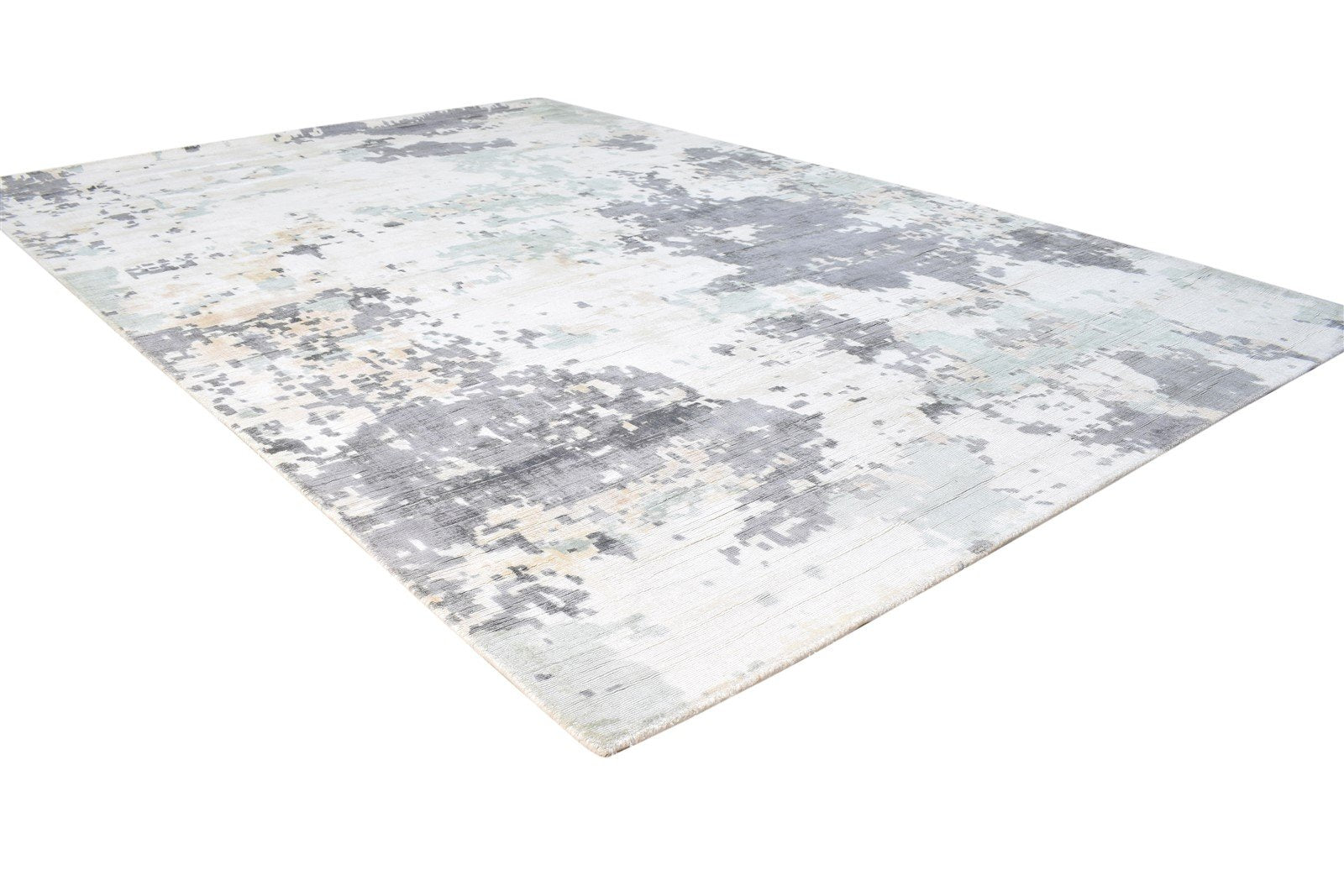 Grey Silk Rug 5' X 8' Modern Handloom Scandinavian Abstract Room Size Carpet 7865140609173