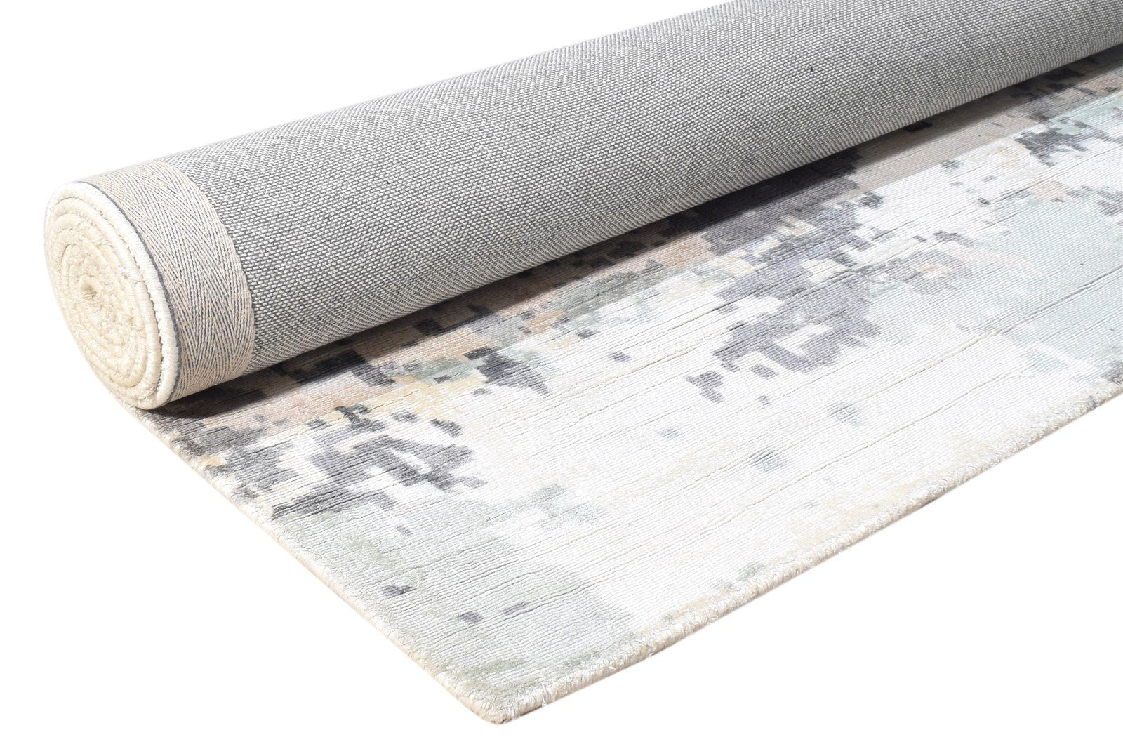 Grey Silk Rug 5' X 8' Modern Handloom Scandinavian Abstract Room Size Carpet 7865140609173