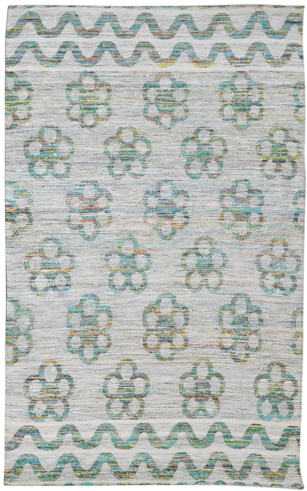 Grey Silk Rug 5' X 8' Modern Jacquard Loom Scandinavian Floral Room Size Carpet 7860700250261