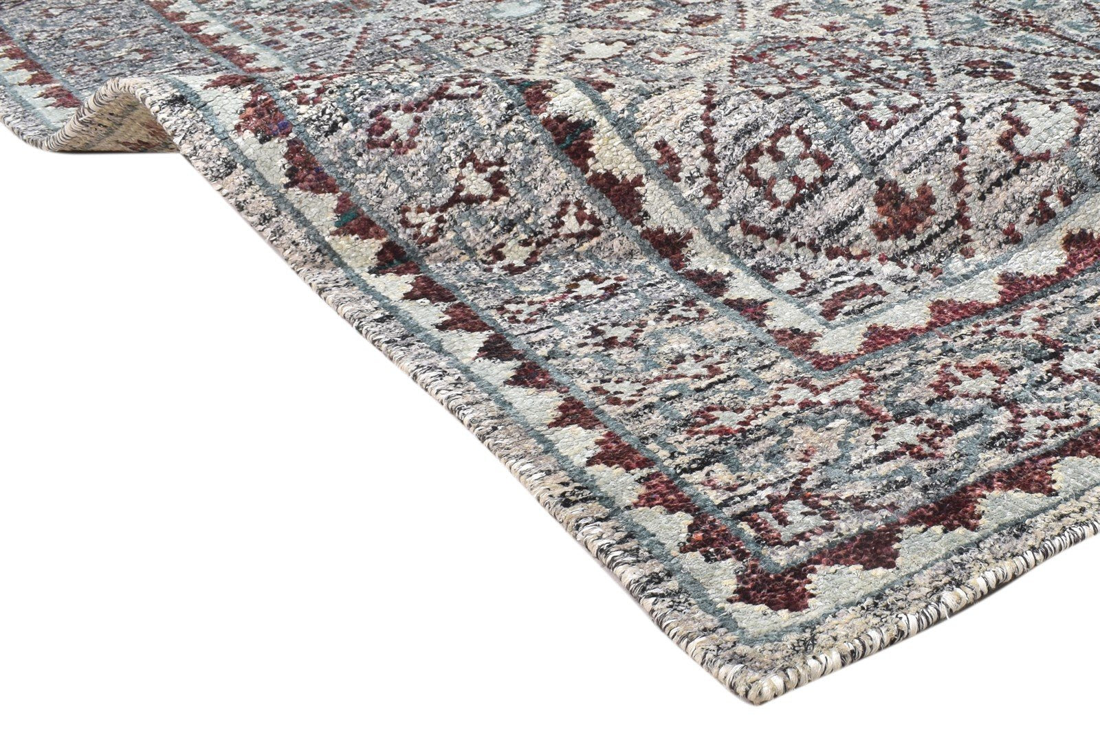 Kamillah Grey Silk Rug 5' X 8' Persian Hand Knotted Bohemian Oriental 7864098554005