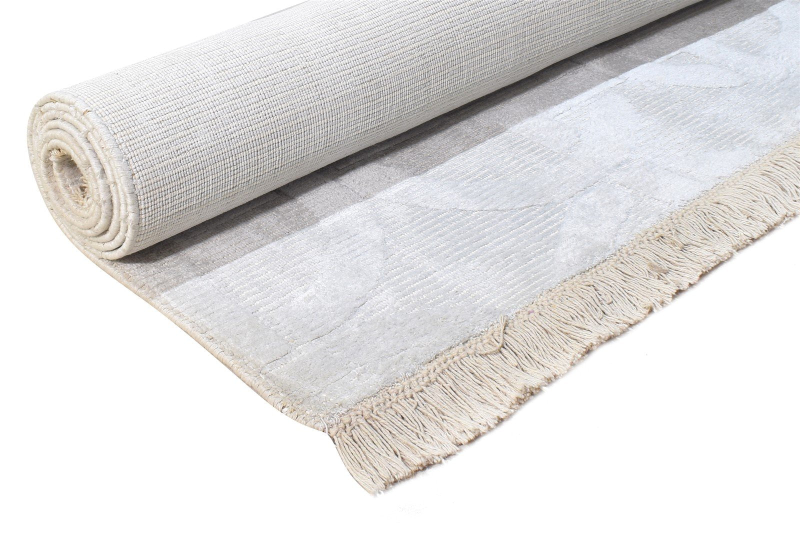 Grey Silk Rug 6' X 8' Modern Handloom Scandinavian Nordic Room Size Carpet 7865073533077