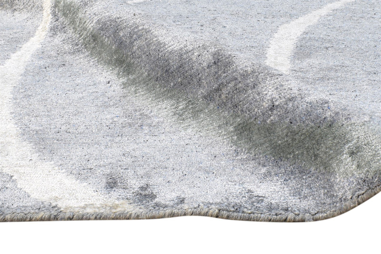 Grey Silk Rug 6' X 9' Modern Hand Knotted American Abstract Room Size Carpet 7865093652629