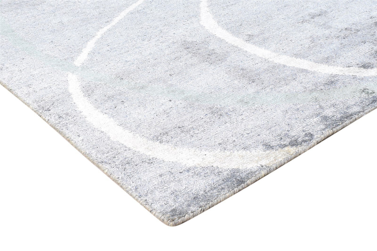 Grey Silk Rug 6' X 9' Modern Hand Knotted American Abstract Room Size Carpet 7865093652629