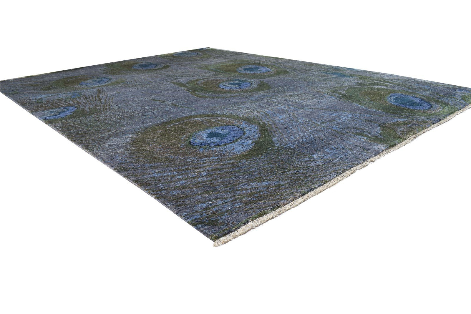 Grey Silk Rug 8' X 10' Modern Hand Knotted Indian Abstract Large Carpet 7864325406869