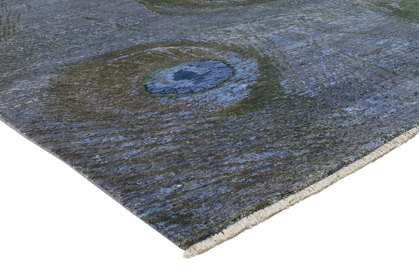 Grey Silk Rug 8' X 10' Modern Hand Knotted Indian Abstract Large Carpet 7864325406869