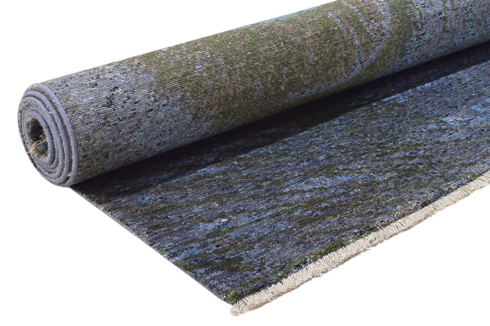 Grey Silk Rug 8' X 10' Modern Hand Knotted Indian Abstract Large Carpet 7864325406869