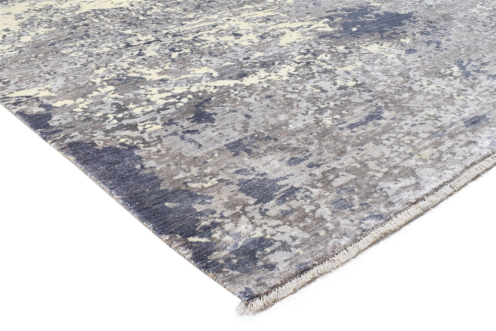 Grey Silk Rug 8' X 10' Modern Hand Knotted Indian Abstract Large Carpet 7864319967381
