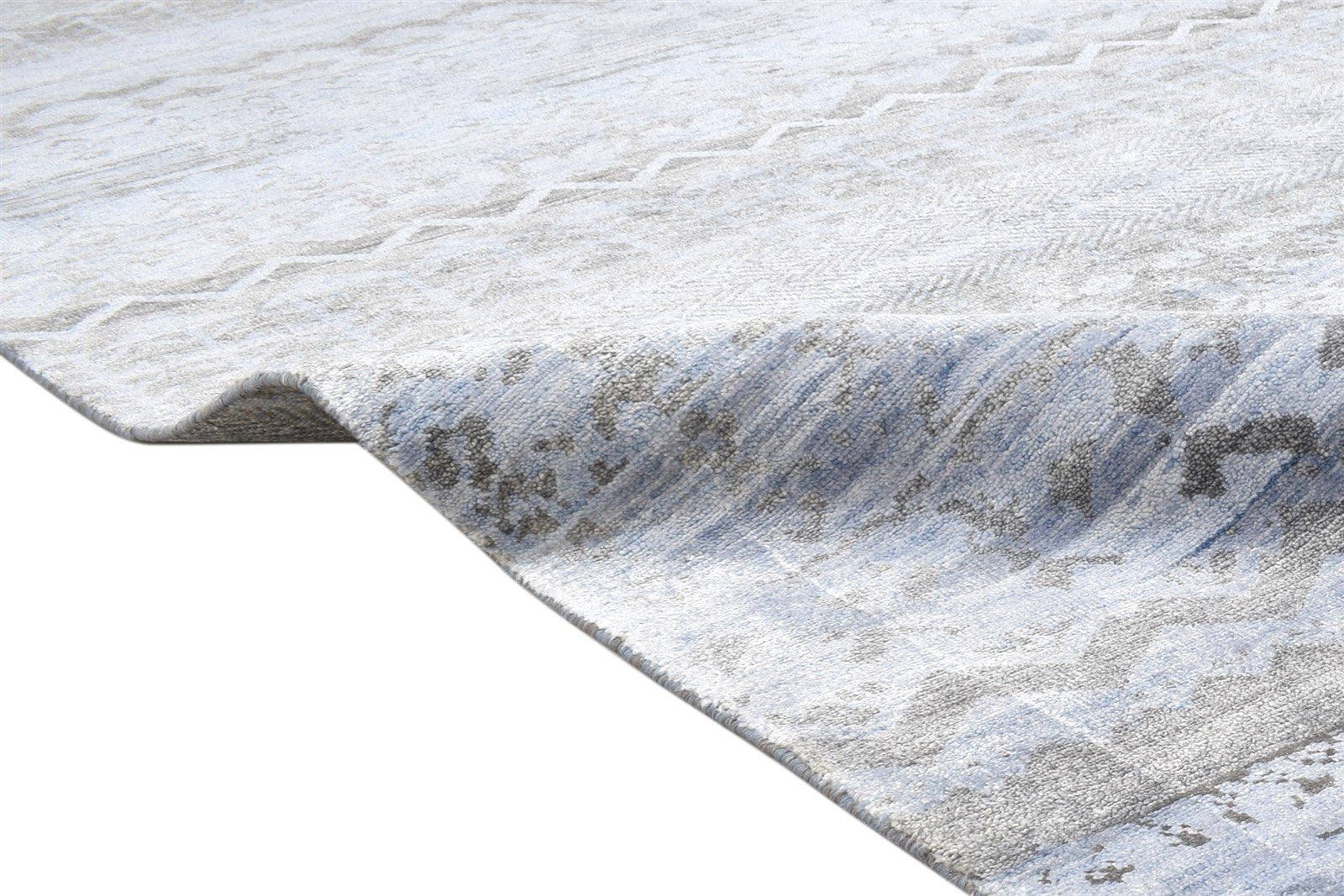 Grey Silk Rug 8' X 10' Modern Hand Knotted Scandinavian Abstract Large Carpet 7864319738005