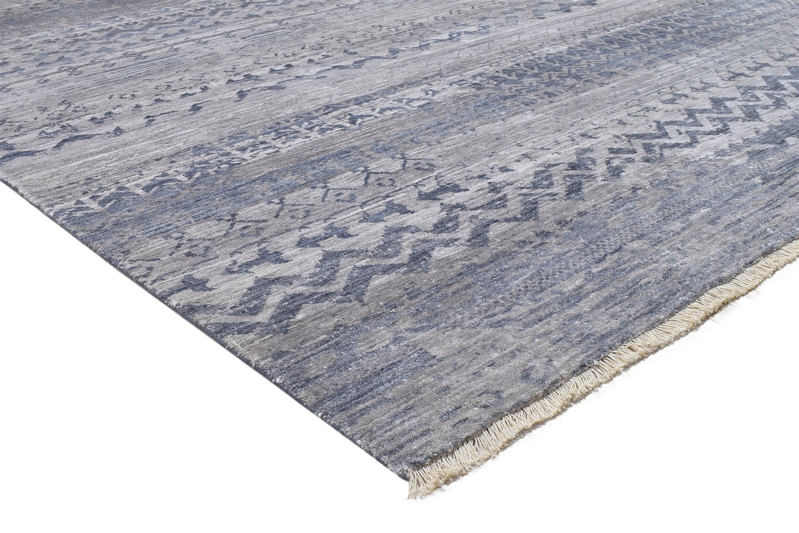 Grey Silk Rug 9' X 12' Modern Hand Knotted Indian Oriental Large Carpet 7864194072725