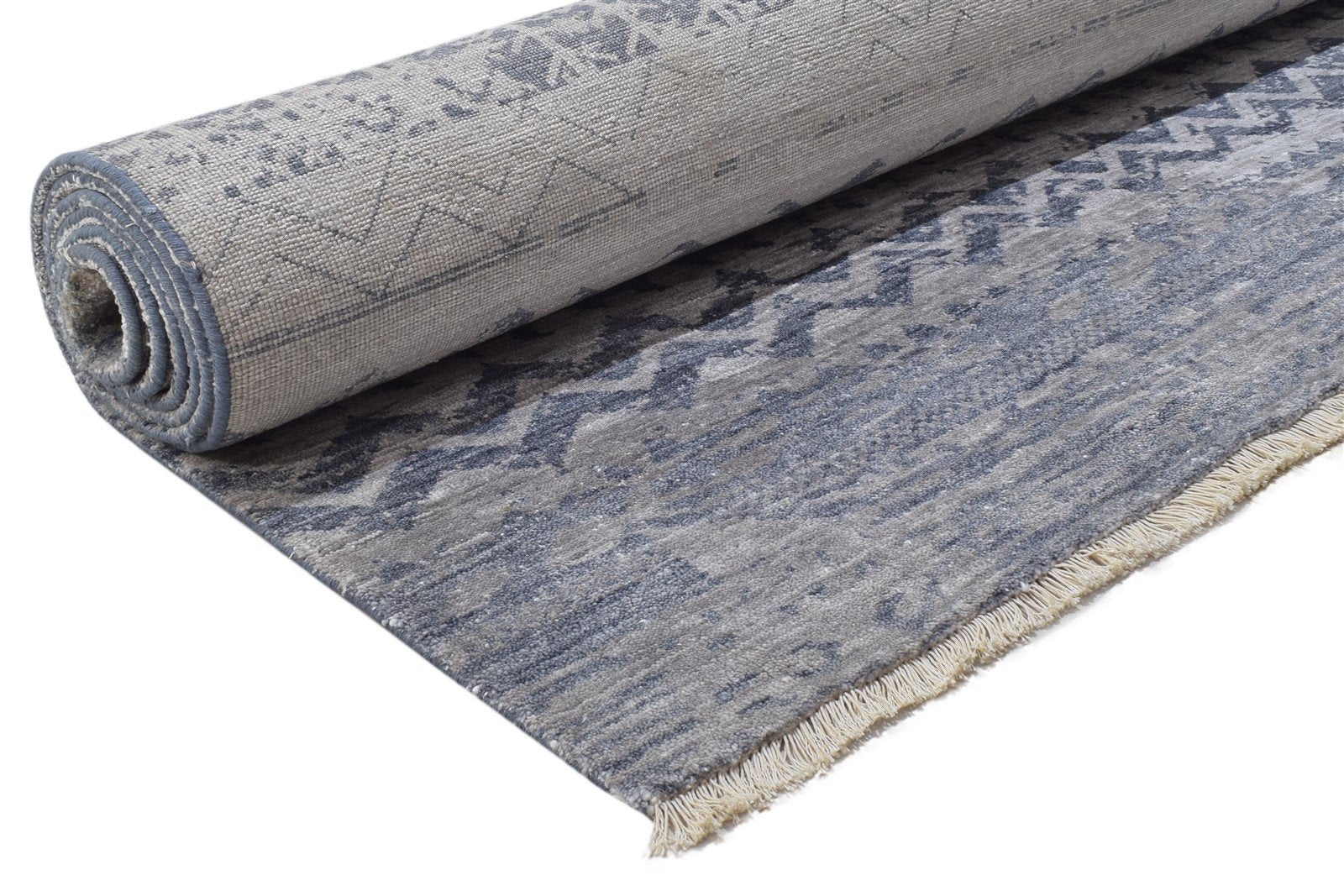Grey Silk Rug 9' X 12' Modern Hand Knotted Indian Oriental Large Carpet 7864194072725