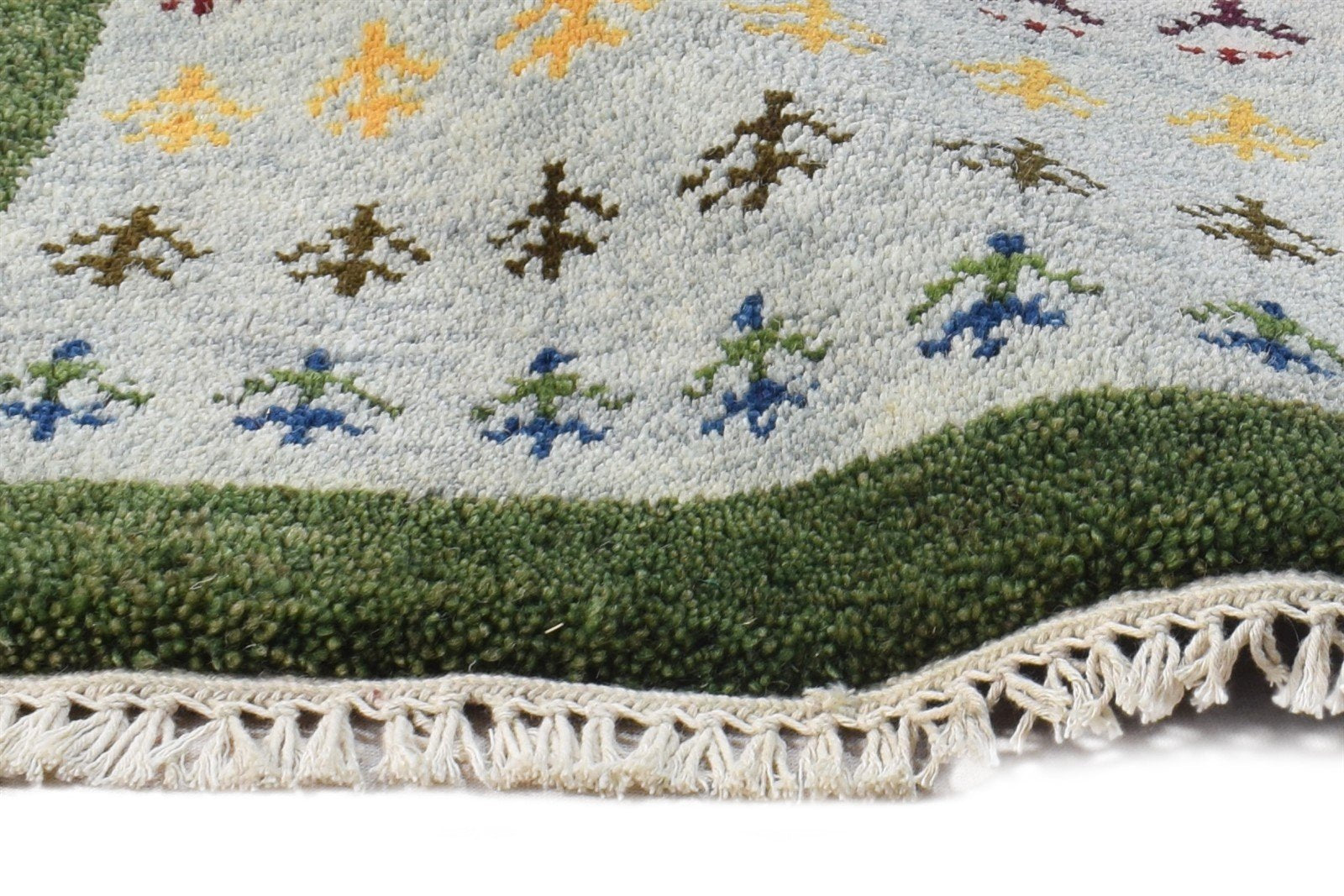 Grey Wool Rug 1' X 2' Modern Hand Knotted French Floral Small Carpet 7864547868821