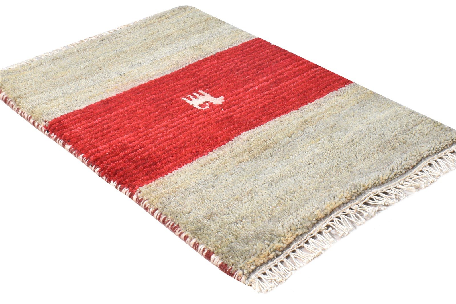 Grey Wool Rug 1' X 2' Modern Hand Knotted Scandinavian Bordered Small Carpet 7865087590549