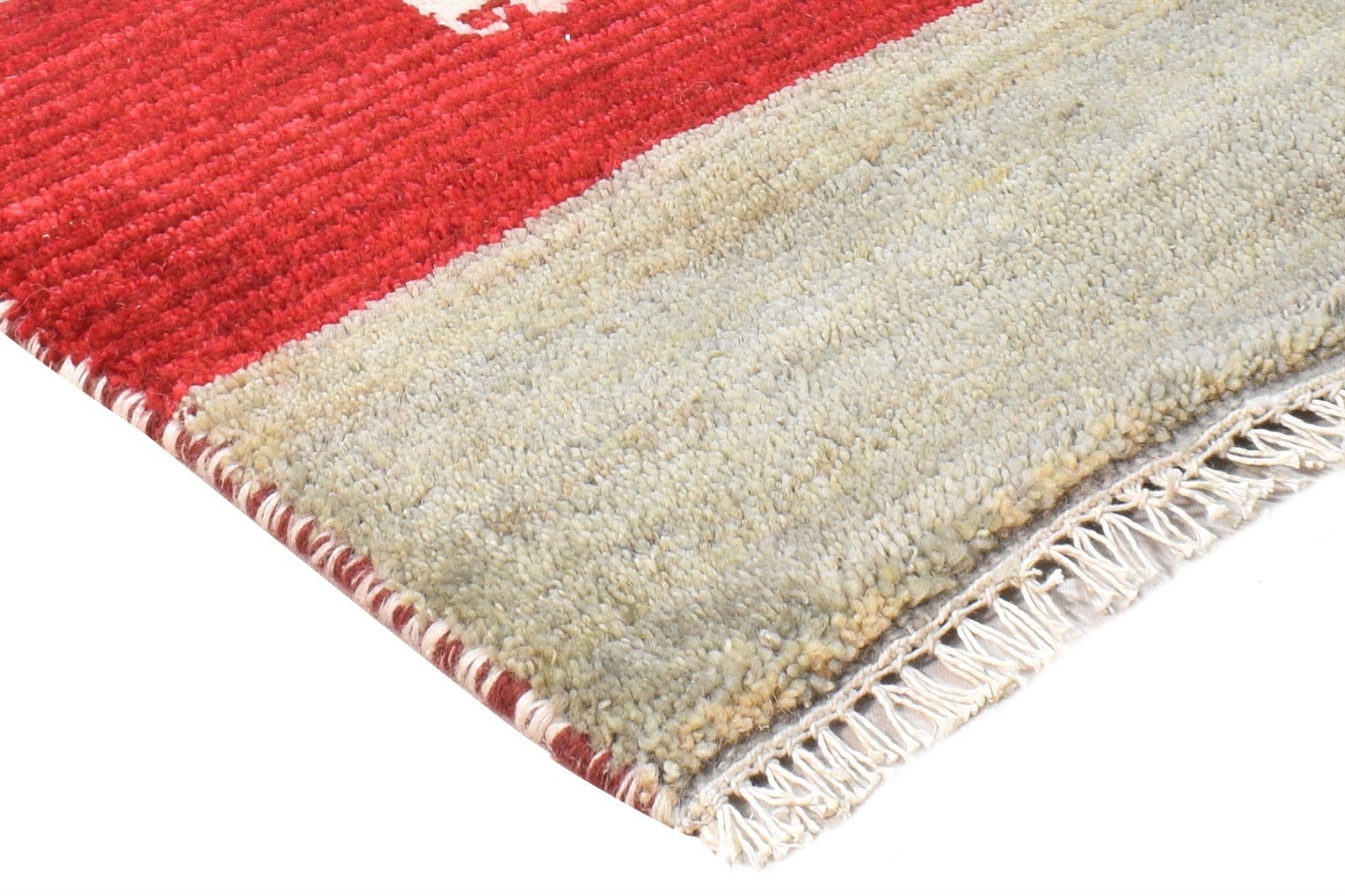 Grey Wool Rug 1' X 2' Modern Hand Knotted Scandinavian Bordered Small Carpet 7865087590549