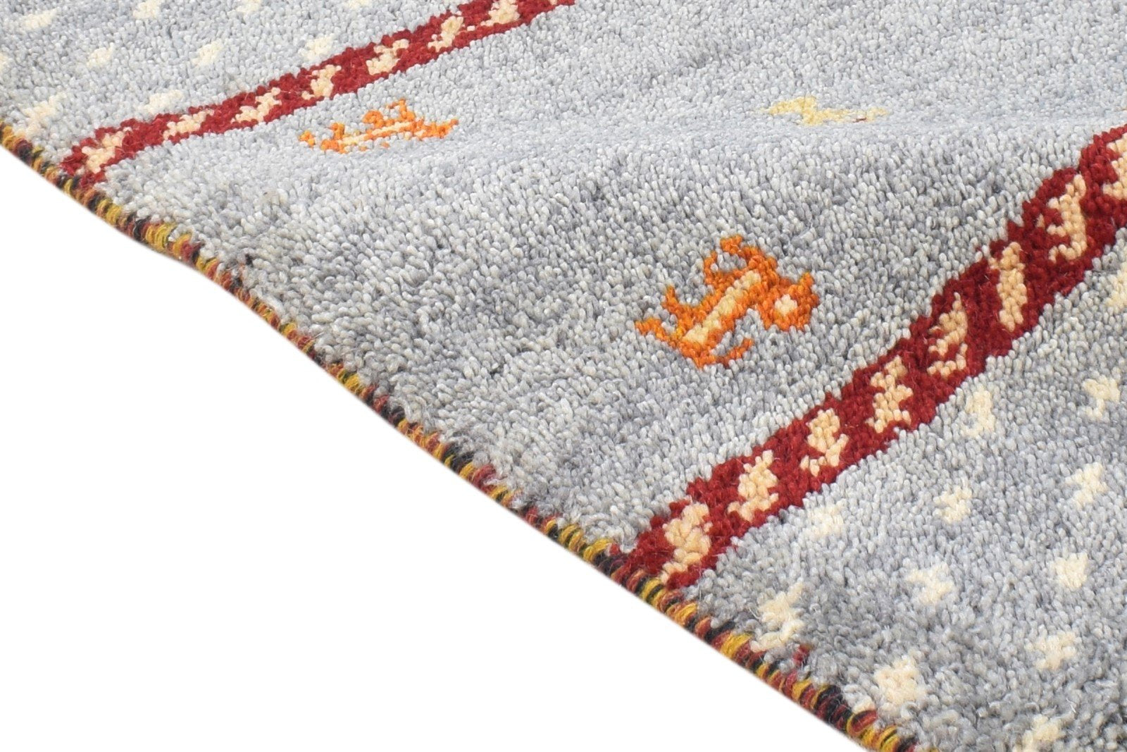 Grey Wool Rug 1' X 2' Persian Hand Knotted Southwestern Tribal Small Carpet 7865185042581