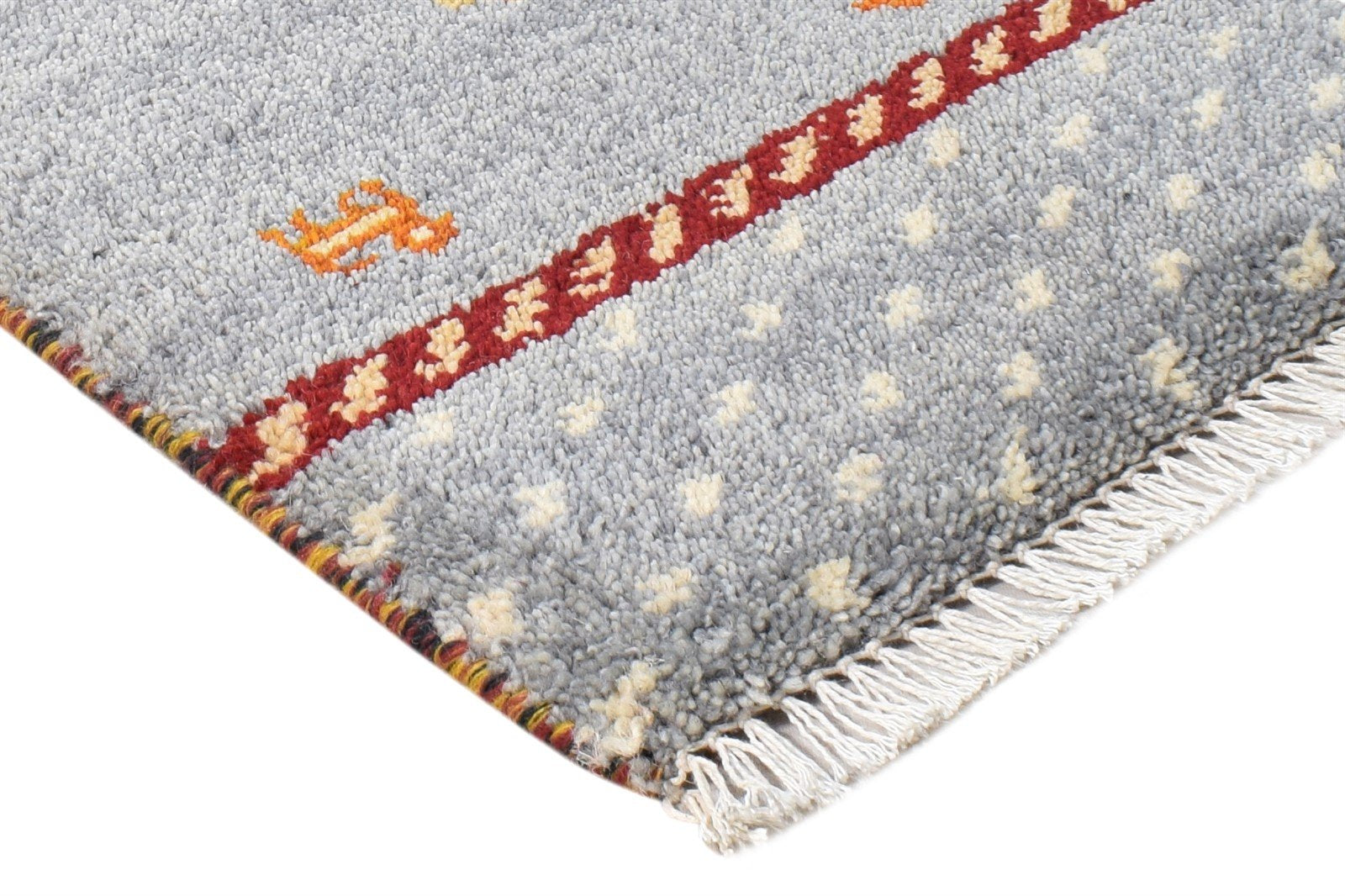 Grey Wool Rug 1' X 2' Persian Hand Knotted Southwestern Tribal Small Carpet 7865185042581