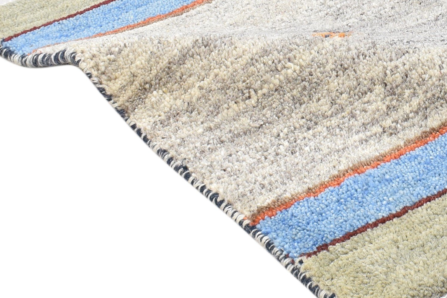 Grey Wool Rug 1' X 2' Southwestern Hand Knotted American Tribal Small Carpet 7865057640597