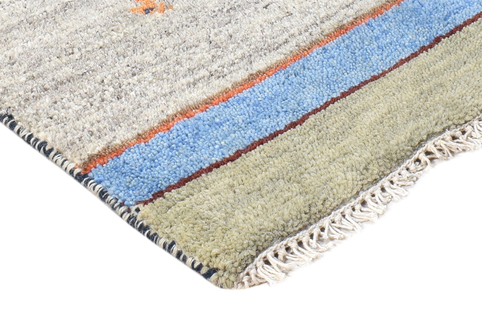 Grey Wool Rug 1' X 2' Southwestern Hand Knotted American Tribal Small Carpet 7865057640597
