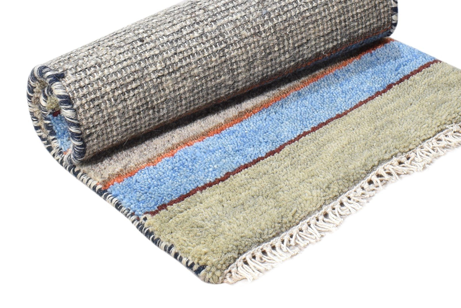 Grey Wool Rug 1' X 2' Southwestern Hand Knotted American Tribal Small Carpet 7865057640597