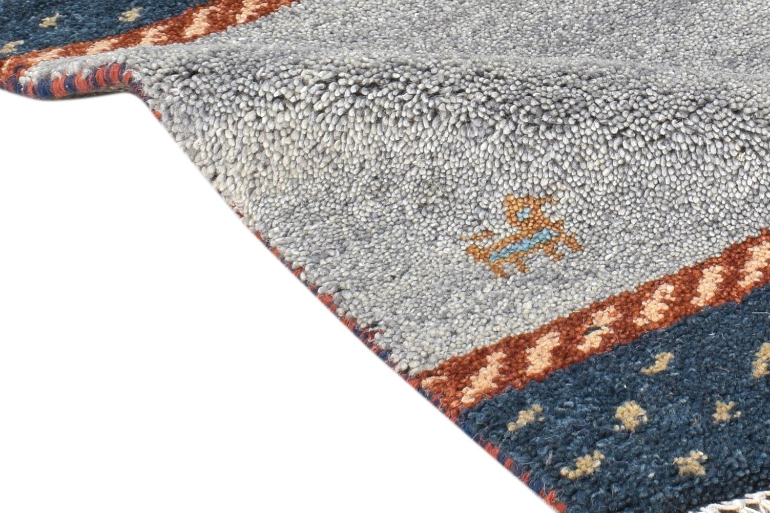 Grey Wool Rug 1' X 2' Southwestern Hand Knotted American Tribal Small Carpet 7865058263189