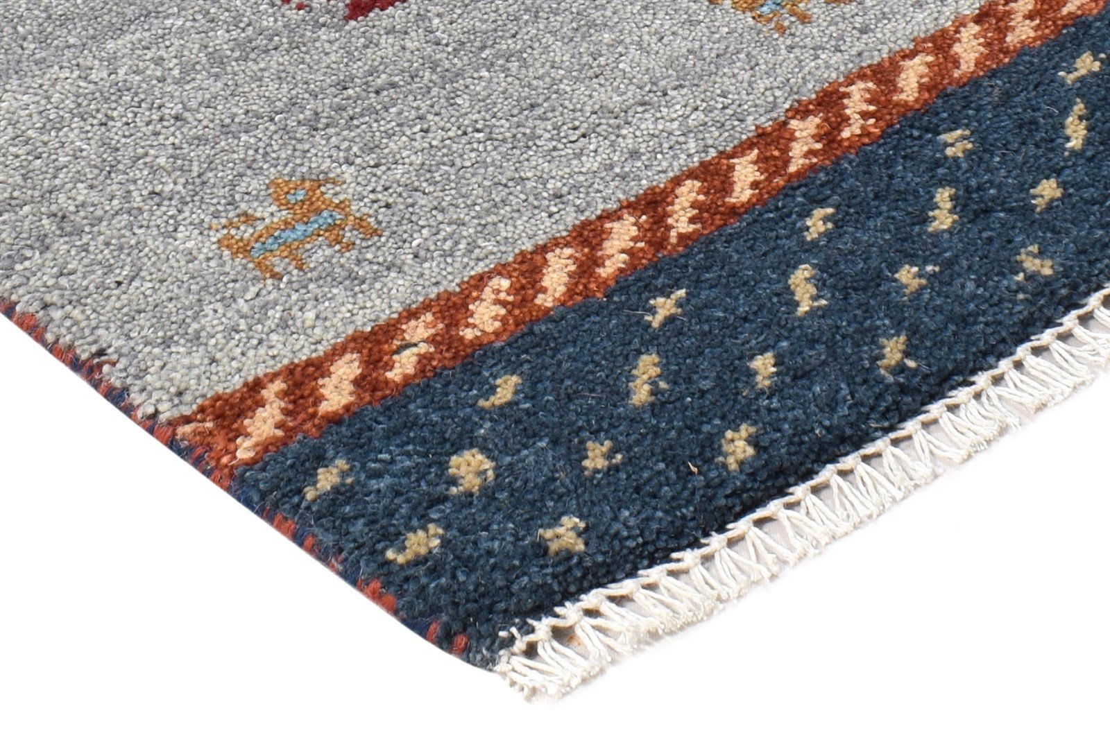 Grey Wool Rug 1' X 2' Southwestern Hand Knotted American Tribal Small Carpet 7865058263189