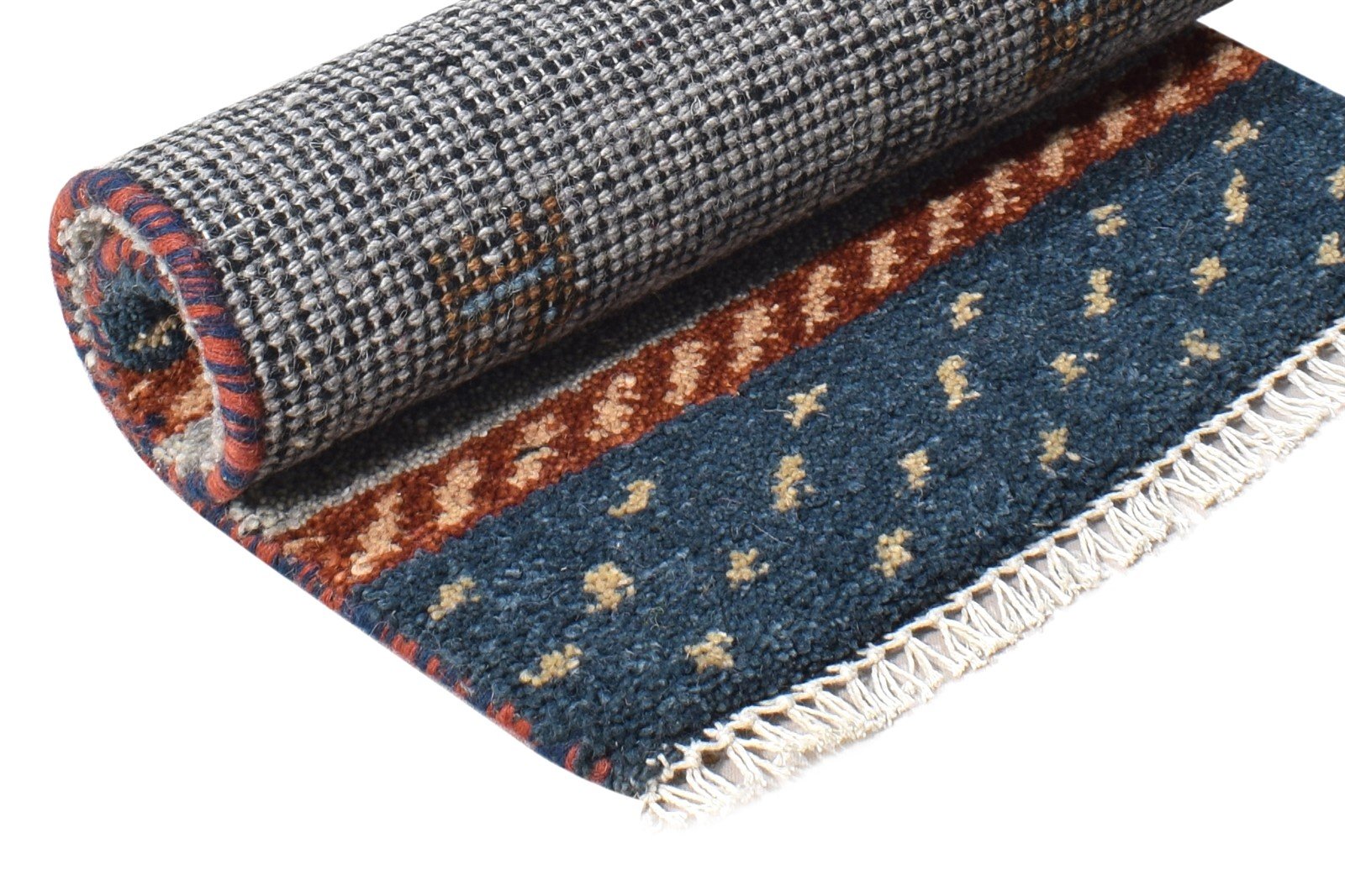Grey Wool Rug 1' X 2' Southwestern Hand Knotted American Tribal Small Carpet 7865058263189