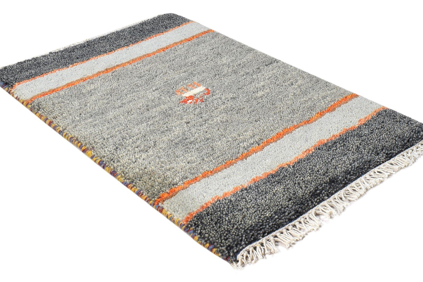 Grey Wool Rug 1' X 2' Southwestern Hand Knotted American Tribal Small Carpet 7865060589717
