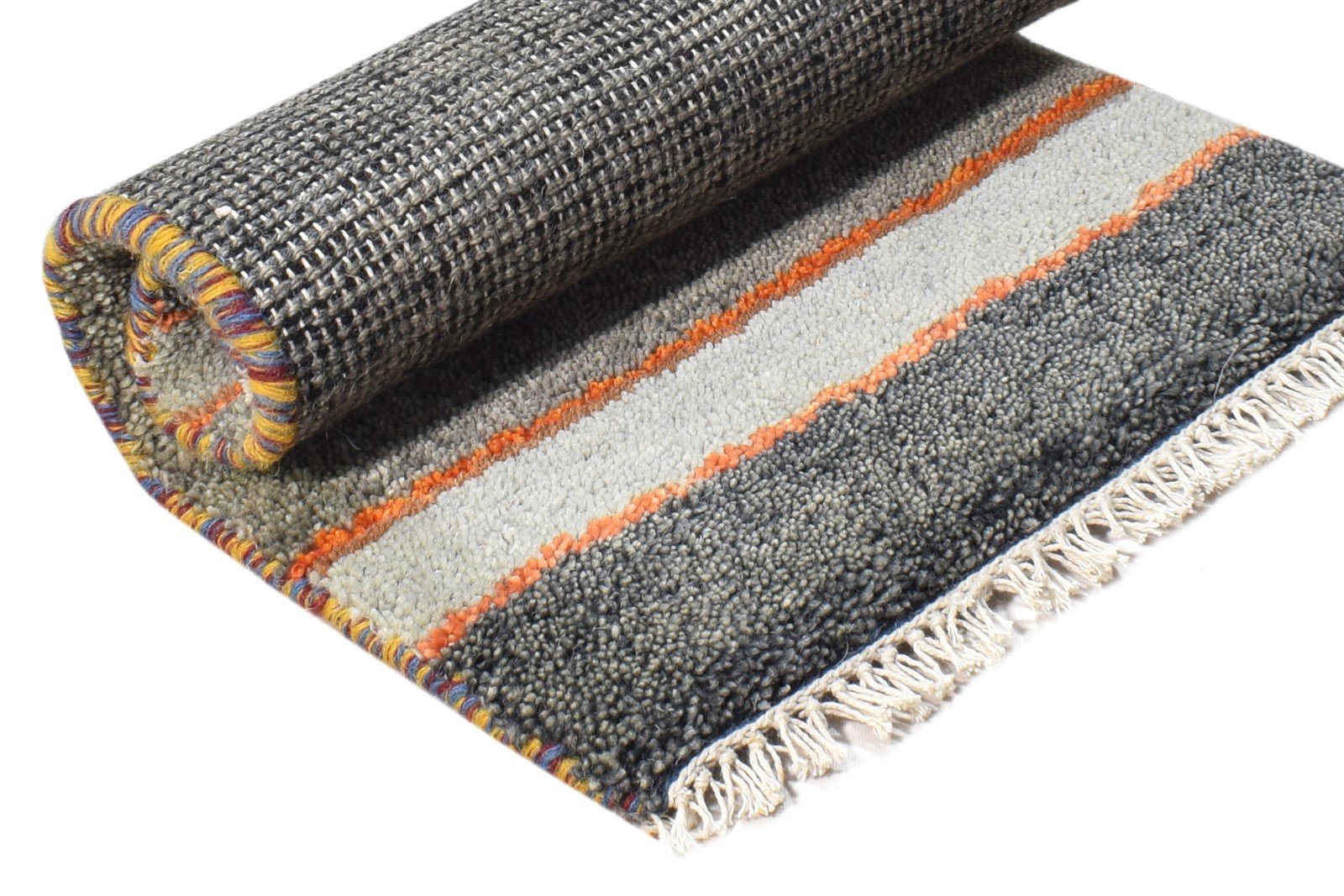Grey Wool Rug 1' X 2' Southwestern Hand Knotted American Tribal Small Carpet 7865060589717