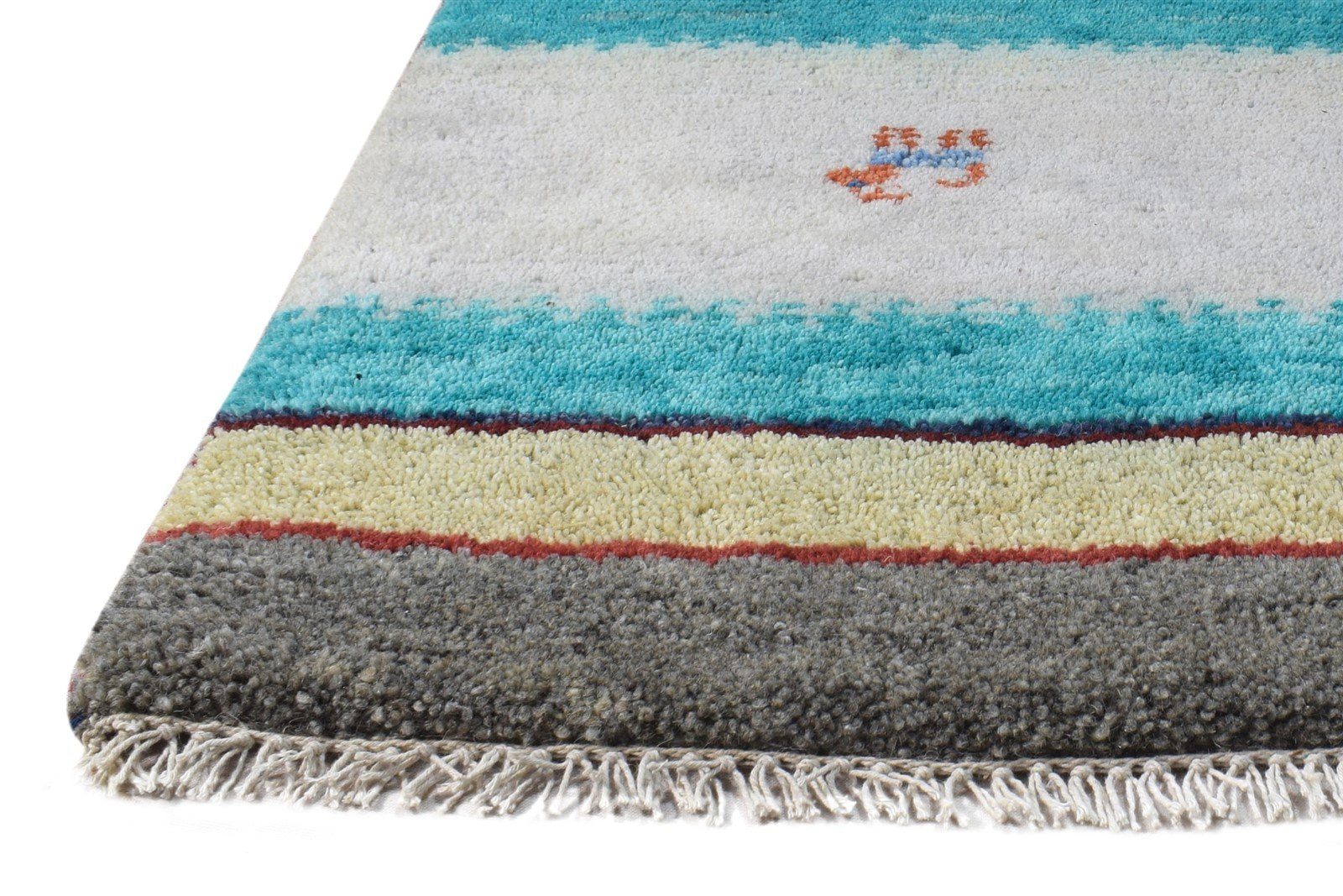 Grey Wool Rug 1' X 2' Southwestern Hand Knotted American Tribal Small Carpet 7865085329557