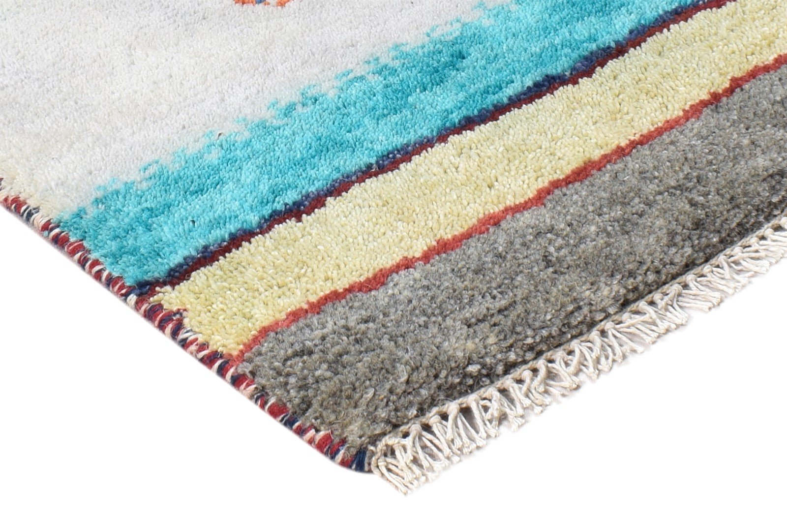 Grey Wool Rug 1' X 2' Southwestern Hand Knotted American Tribal Small Carpet 7865085329557