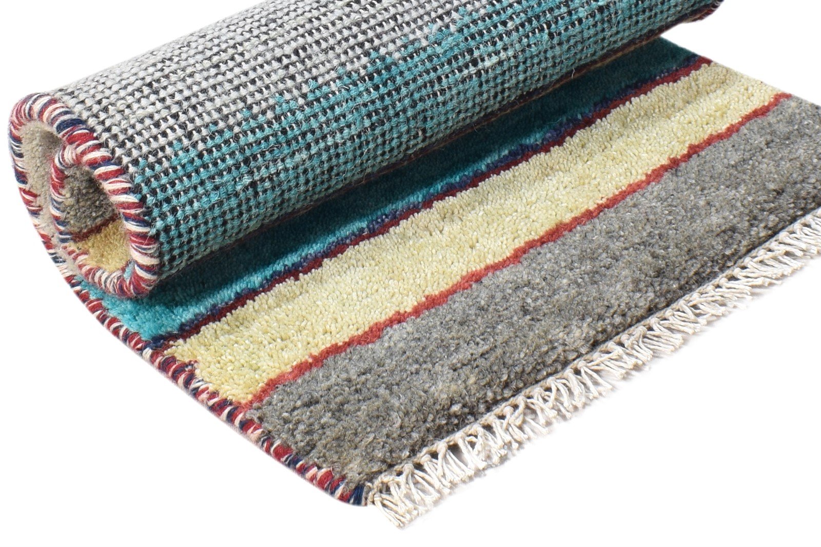 Grey Wool Rug 1' X 2' Southwestern Hand Knotted American Tribal Small Carpet 7865085329557