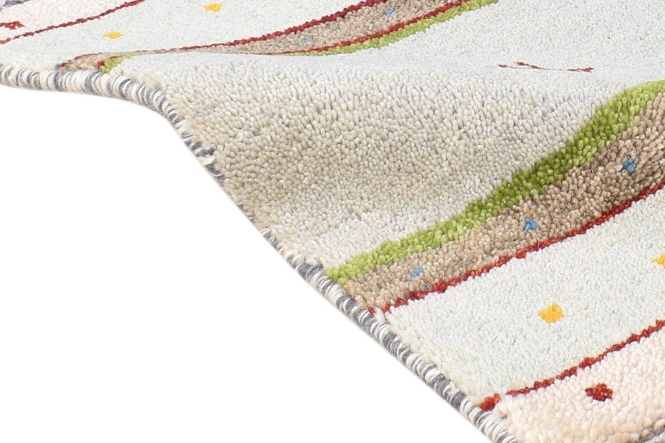 Grey Wool Rug 1' X 2' Southwestern Hand Knotted Gabbeh Striped Small Carpet 7865090605205