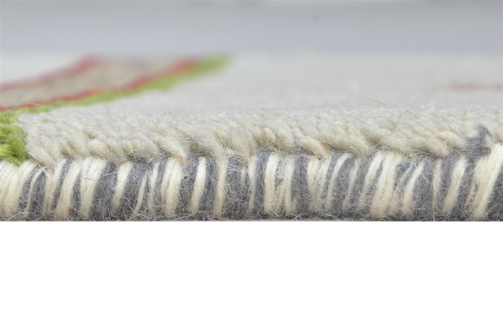Grey Wool Rug 1' X 2' Southwestern Hand Knotted Gabbeh Striped Small Carpet 7865090605205