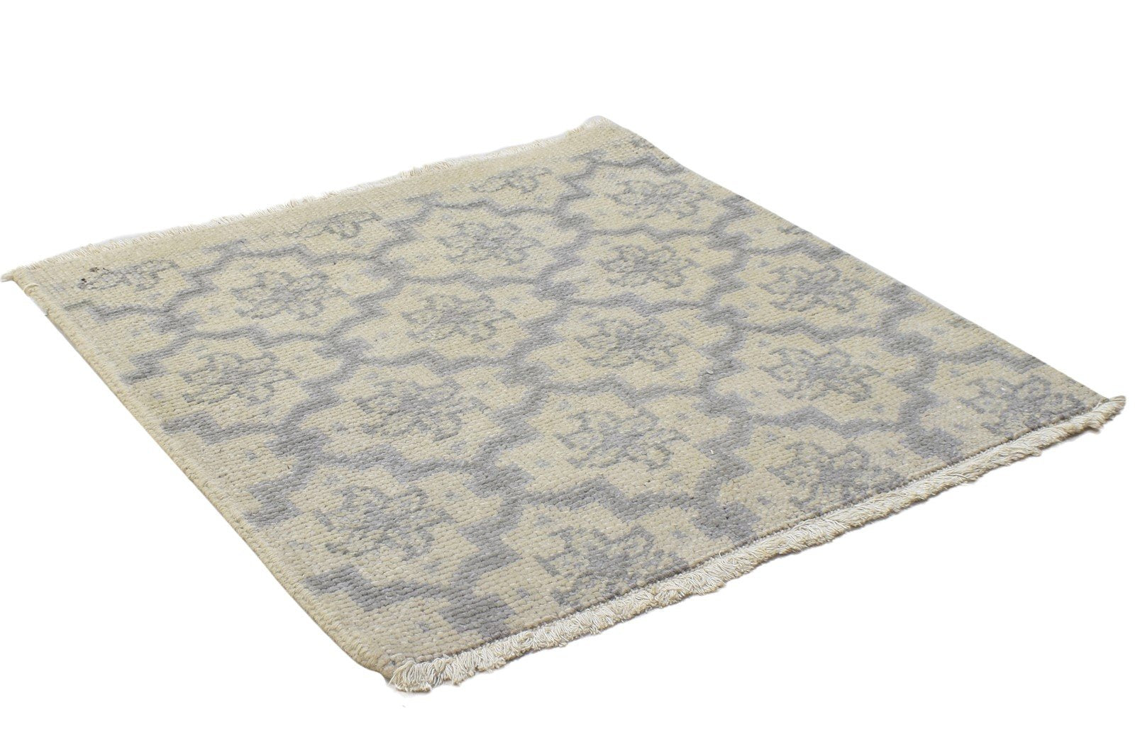Grey Wool Rug 2' X 2' Modern Hand Knotted Bokhara Oriental Small Carpet 7864120213653