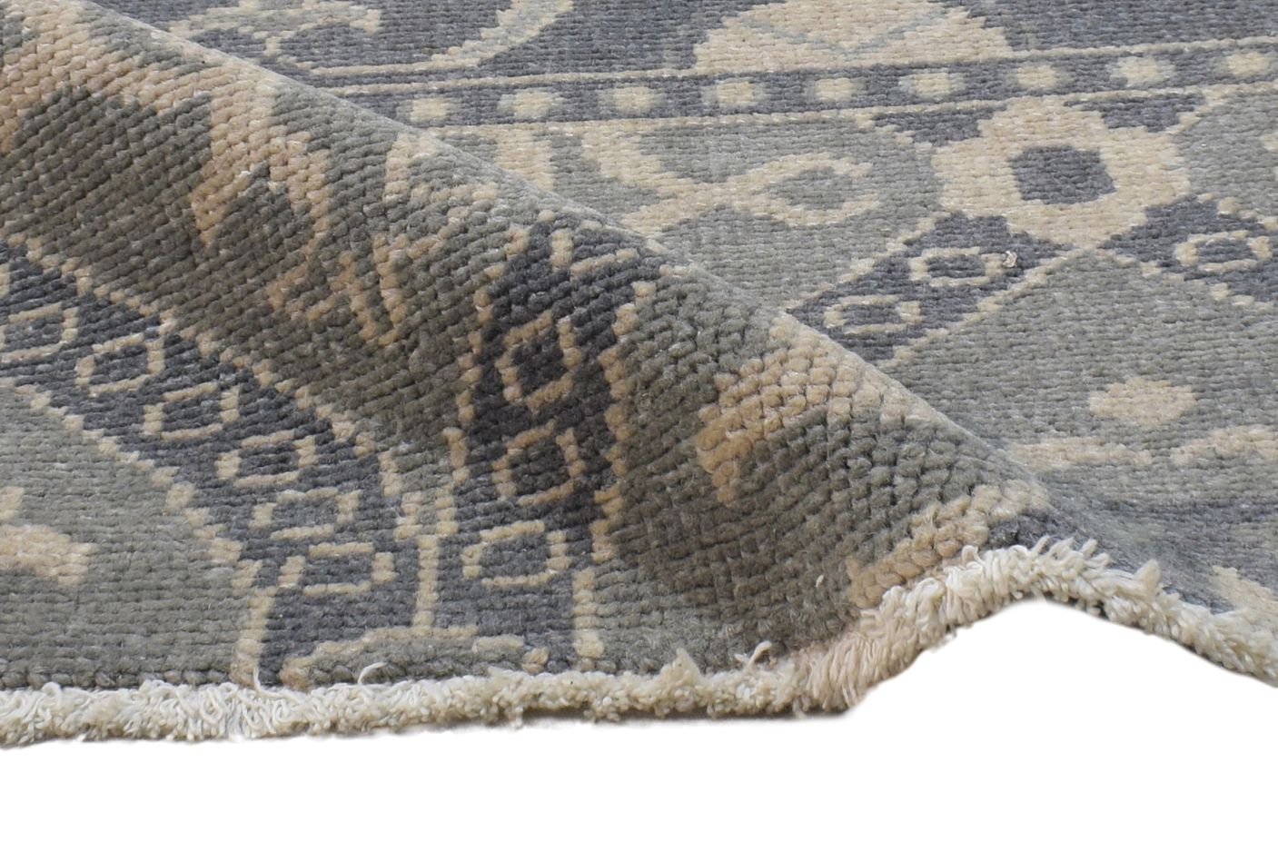 Grey Wool Rug 2' X 2' Persian Hand Knotted Kashan Oriental Small Carpet 7864106451093