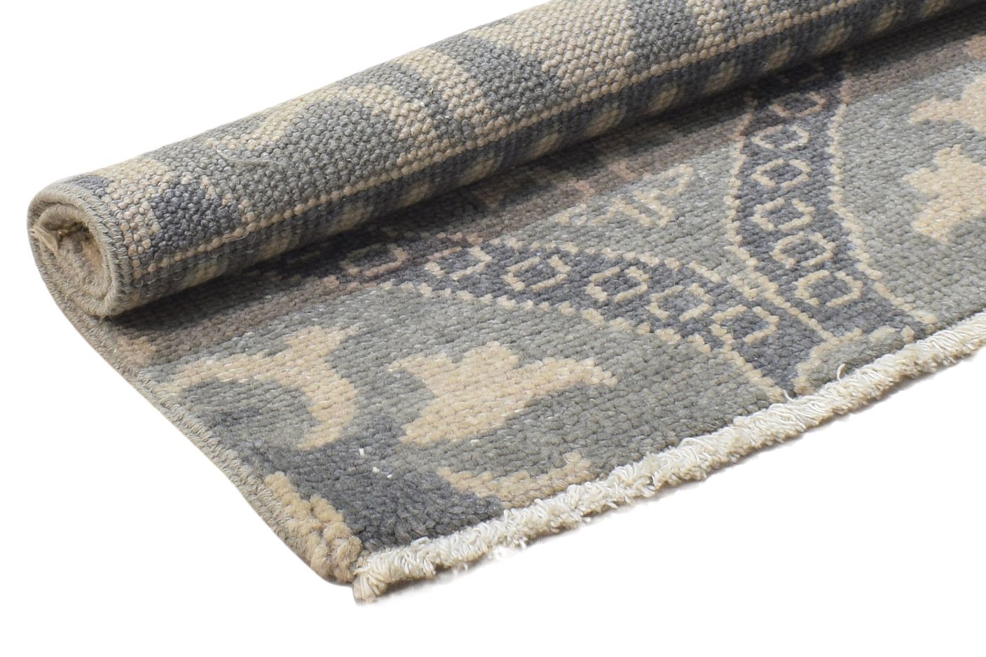 Grey Wool Rug 2' X 2' Persian Hand Knotted Kashan Oriental Small Carpet 7864106451093