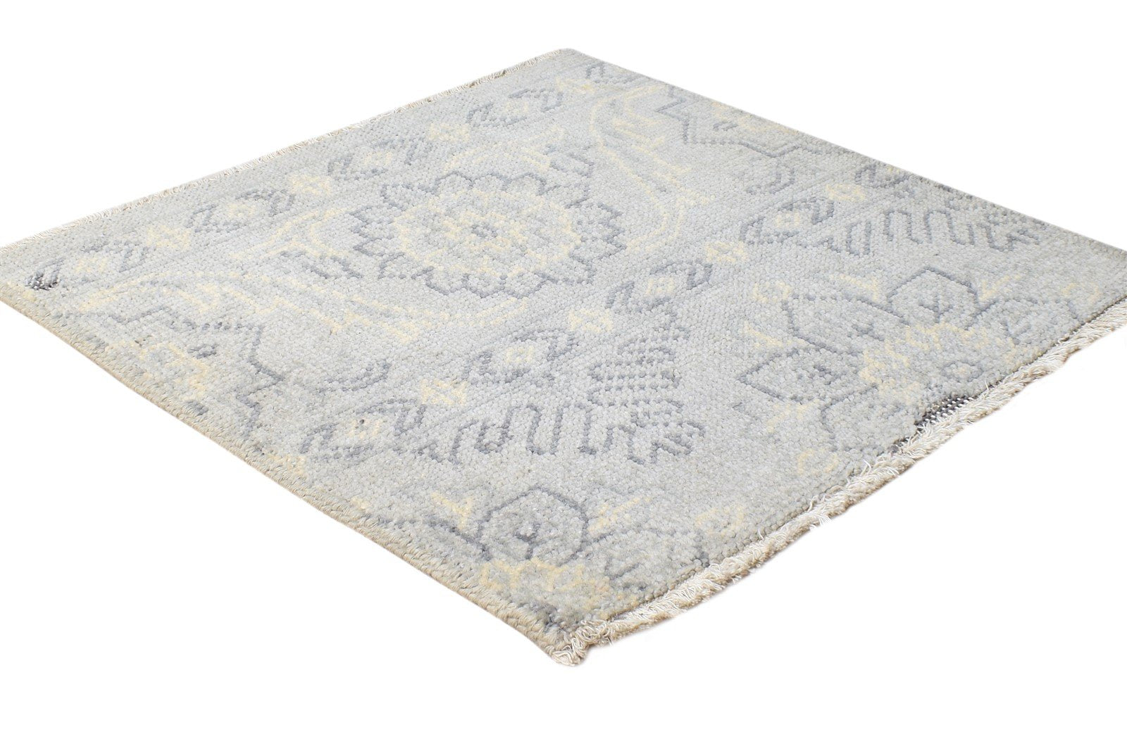 Grey Wool Rug 2' X 2' Persian Hand Knotted Oushak Oriental Small Carpet 7865151226005