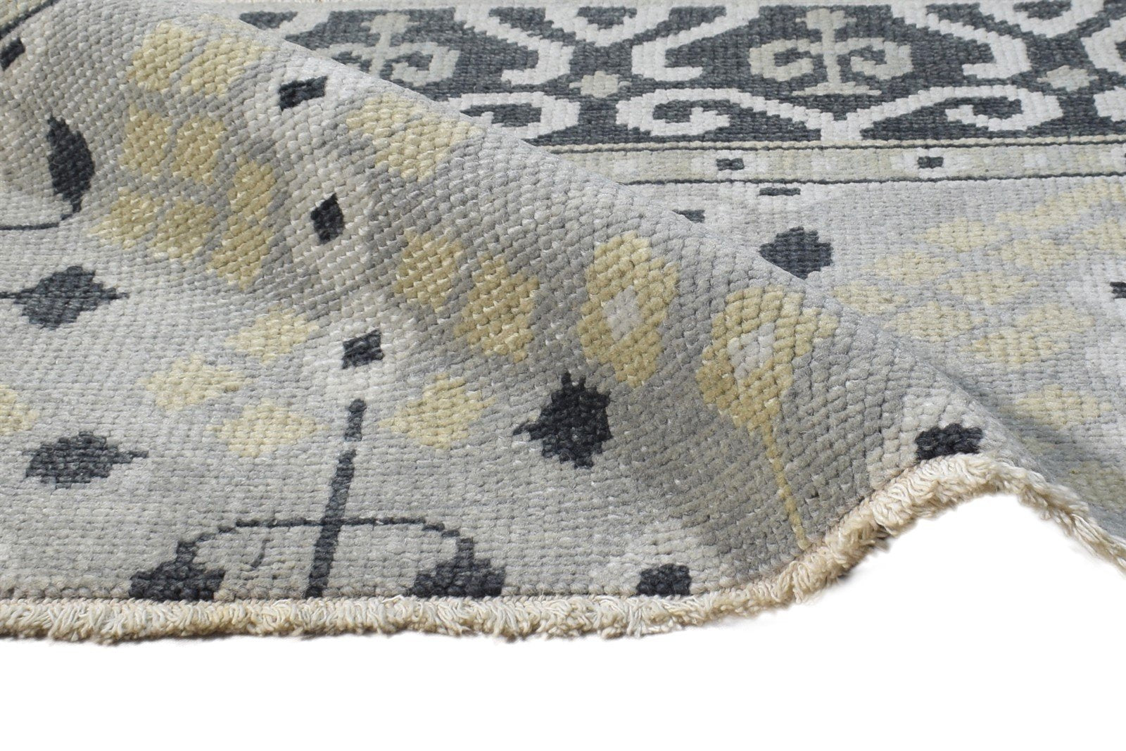Grey Wool Rug 2' X 2' Persian Hand Knotted Sarouk-Indian Oriental Small Carpet 7864930074773