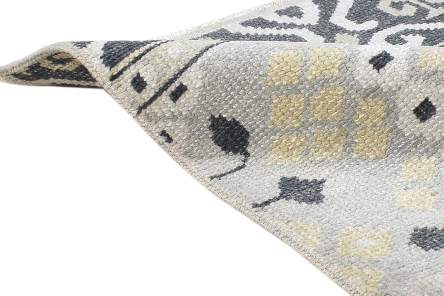 Grey Wool Rug 2' X 2' Persian Hand Knotted Sarouk-Indian Oriental Small Carpet 7864930074773