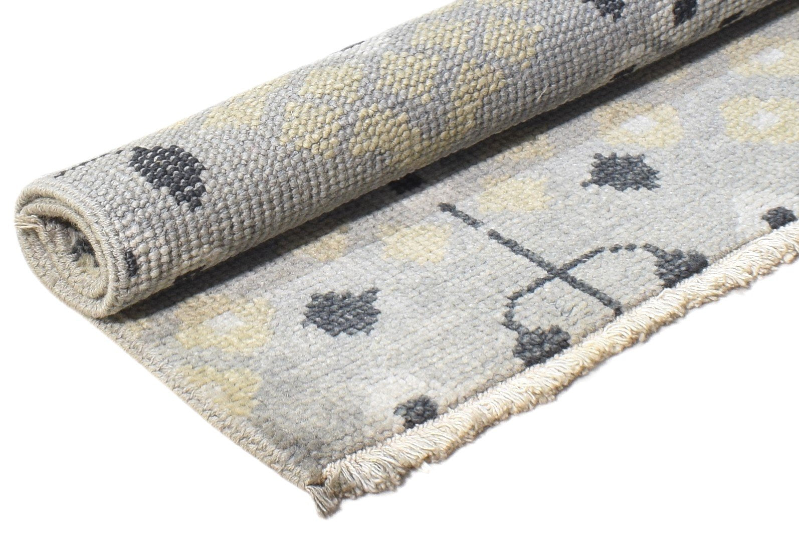 Grey Wool Rug 2' X 2' Persian Hand Knotted Sarouk-Indian Oriental Small Carpet 7864930074773