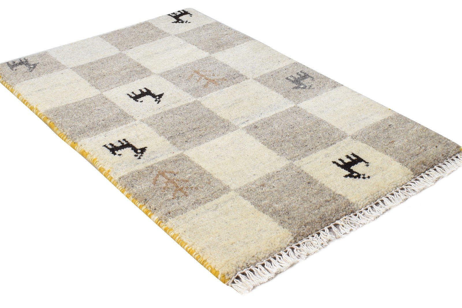 Ivonne Grey Wool Rug 2' X 2' Southwestern Hand Knotted Gabbeh Tribal 7865101451413