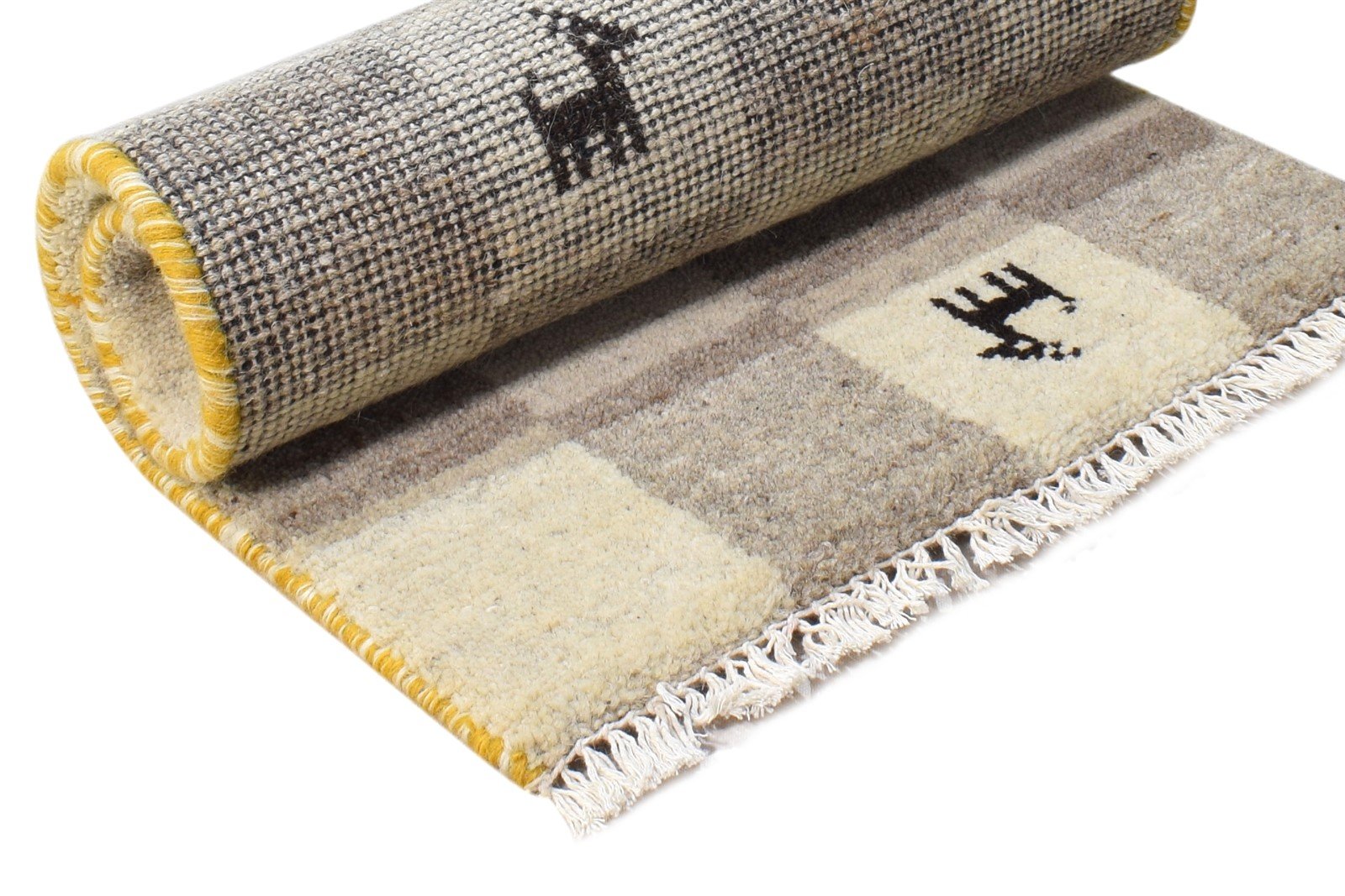 Ivonne Grey Wool Rug 2' X 2' Southwestern Hand Knotted Gabbeh Tribal 7865101451413
