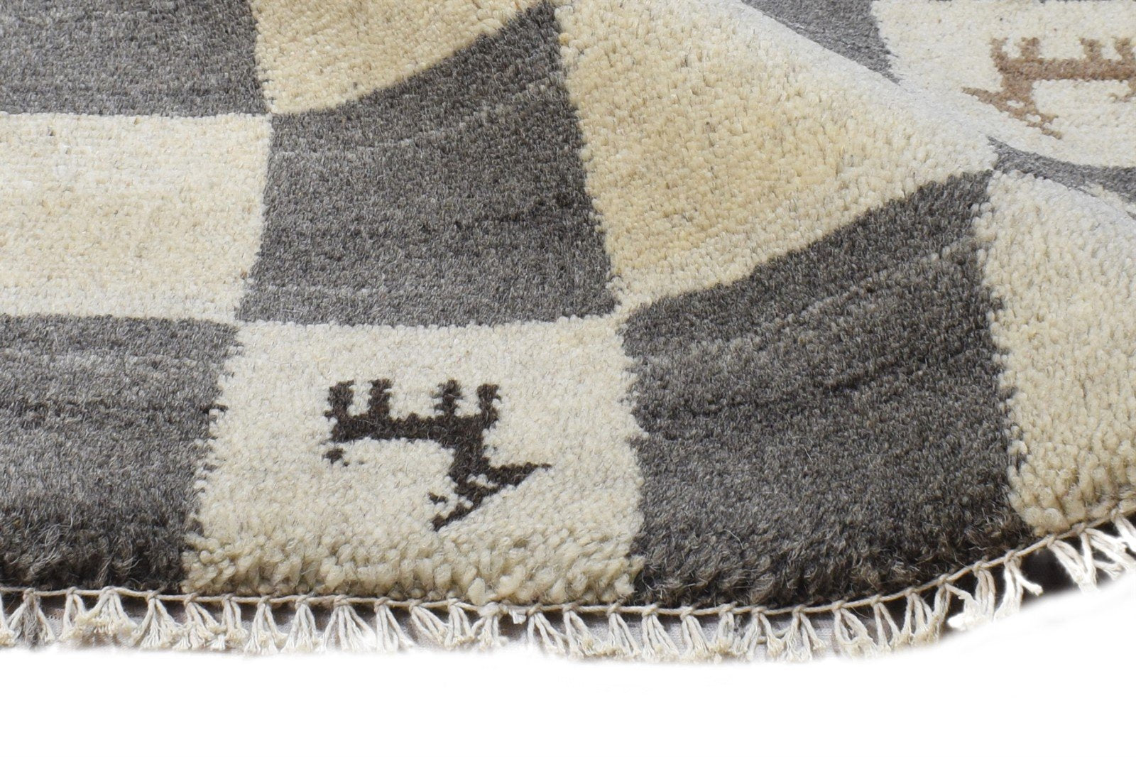 Grey Wool Rug 2' X 2' Southwestern Hand Knotted Gabbeh Tribal Small Carpet 7865101779093